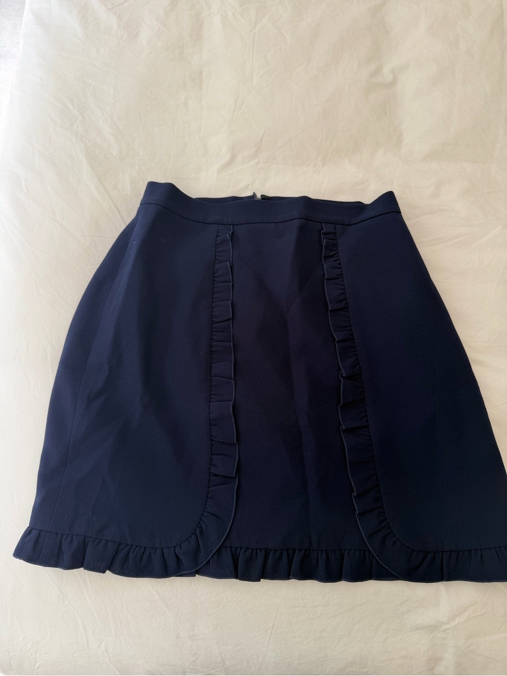 Club Monaco Navy Mini Skirt with Ruffle Trim